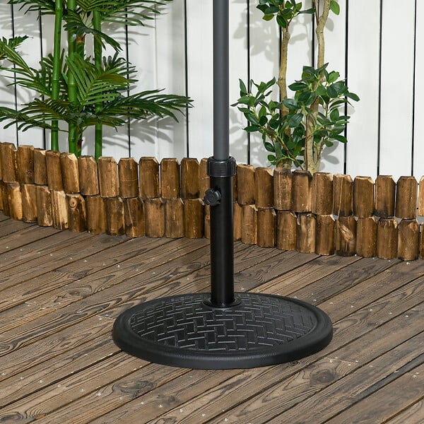 OUTSUNNY - Pied de parasol rond base de lestage Ø 46 x 34 cm métal motif zig zag poids net 14 Kg noir - large