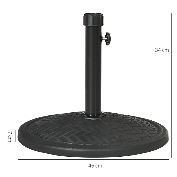 OUTSUNNY - Pied de parasol rond base de lestage Ø 46 x 34 cm métal motif zig zag poids net 14 Kg noir - large
