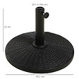 OUTSUNNY - Pied de parasol rond base de lestage Ø 44 x 32 cm résine imitation rotin poids net 11 Kg noir - vignette