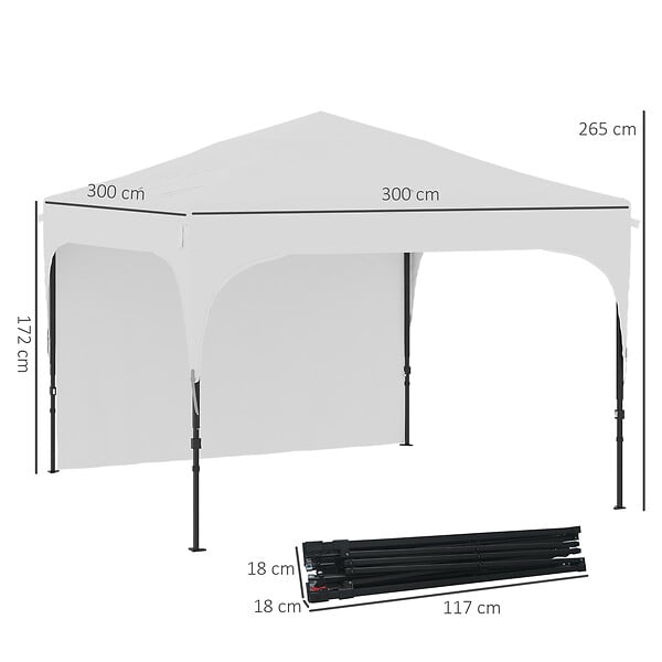 OUTSUNNY - Tonnelle barnum de jardin pliant - dim. 3L x 3l x 2,65H m - acier Oxford blanc - large