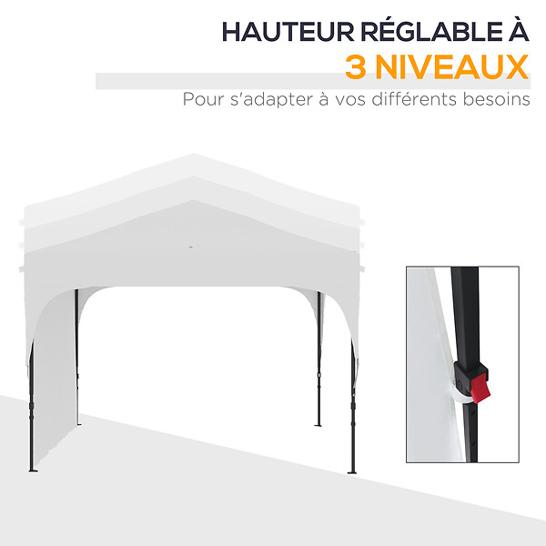 OUTSUNNY - Tonnelle barnum de jardin pliant - dim. 3L x 3l x 2,65H m - acier Oxford blanc - large