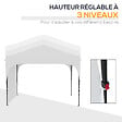 OUTSUNNY - Tonnelle barnum de jardin pliant - dim. 3L x 3l x 2,65H m - acier Oxford blanc - vignette
