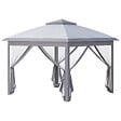 OUTSUNNY - Tonnelle barnum automatique pop-up dim. 3,3L x 3,3l x 2,88H m moustiquaires sac transport métal oxford gris - vignette