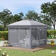OUTSUNNY - Tonnelle barnum automatique pop-up dim. 3,3L x 3,3l x 2,88H m moustiquaires sac transport métal oxford gris - vignette