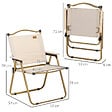 OUTSUNNY - Lot de 2 chaises de plage camping pliantes - poignée - structure acier aspect bois oxford beige - vignette