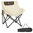 OUTSUNNY - Chaise de camping pliable avec sac de transport et pochette de rangement acier oxford beige - vignette