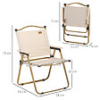 OUTSUNNY - Chaise de plage camping pliante - poignée - structure acier aspect bois oxford beige - vignette