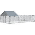 PAWHUT - Enclos poulailler chenil 18 m² - parc grillagé dim 6L x 3l x 1,95H m - espace couvert - acier galvanisé - vignette