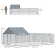 PAWHUT - Enclos poulailler chenil 18 m² - parc grillagé dim 6L x 3l x 1,95H m - espace couvert - acier galvanisé - vignette