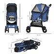PAWHUT - Poussette pliable pour chien chat - 4 roues doubles, 2 freins, attache, coussin inclus - acier Oxford bleu - vignette
