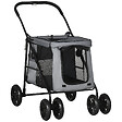 PAWHUT - Poussette pliable pour chien chat 4 roues 3 pochettes rangement coussin acier oxford gris - vignette