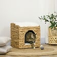 PAWHUT - Panier chat lit chat cosy grand confort dim. Ø 37 x 41H cm coussins doux inclus jacinthe d'eau - vignette