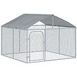 PAWHUT - Chenil extérieur avec toit pour chien 5 m² - parc grillagé 230 x 230 x 175 cm - espace couvert - acier galvanisé - vignette
