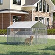 PAWHUT - Chenil extérieur avec toit pour chien 5 m² - parc grillagé 230 x 230 x 175 cm - espace couvert - acier galvanisé - vignette