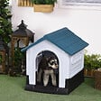 PAWHUT - Niche pour chien - dim. 64L x 57l x 66H cm - PP bleu blanc - vignette