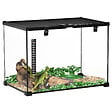 PAWHUT - Terrarium en verre - vivarium reptiles & batraciens - habitat tortue - couvercle grillagé coulissant verrouillable - distributeur eau, thermomètre - métal noir verre - vignette
