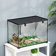 PAWHUT - Terrarium en verre - vivarium reptiles & batraciens - habitat tortue - couvercle grillagé coulissant verrouillable - distributeur eau, thermomètre - métal noir verre - vignette