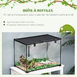 PAWHUT - Terrarium en verre - vivarium reptiles & batraciens - habitat tortue - couvercle grillagé coulissant verrouillable - distributeur eau, thermomètre - métal noir verre - vignette