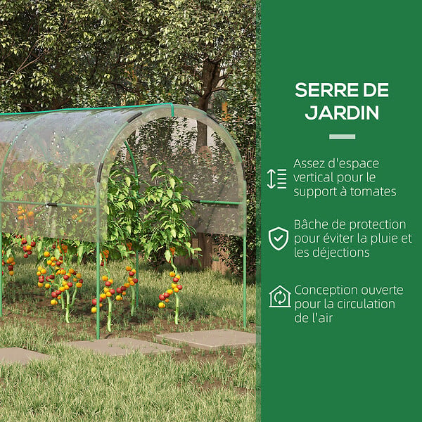 OUTSUNNY - Serre de jardin serre à tomates dim. 4L x 1,23l x 1,71H m acier thermolaqué vert PVC haute densité transparent - large