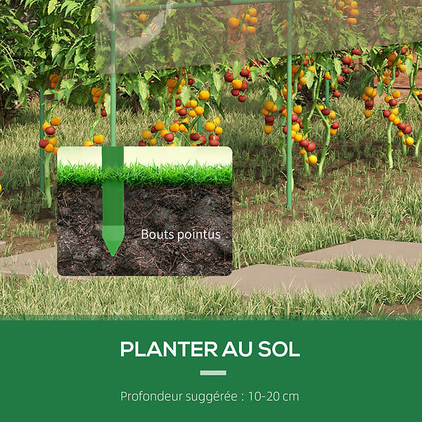 OUTSUNNY - Serre de jardin serre à tomates dim. 4L x 1,23l x 1,71H m acier thermolaqué vert PVC haute densité transparent - large