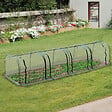 OUTSUNNY - Serre de jardin tunnel 3,95L x 1l x 0,8H m 4 portes zippées bâche PVC transparent acier thermolaqué vert - vignette