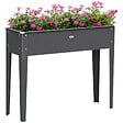 OUTSUNNY - Jardinière sur pied carré potager 100L x 30l x 80H cm - trou drainage - acier galvanisé gris - vignette