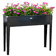 OUTSUNNY - Jardinière sur pied carré potager 100L x 30l x 80H cm - trou drainage - acier galvanisé noir - vignette