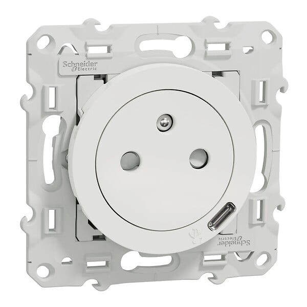 SCHNEIDER ELECTRIC - Odace - prise affleurante + USB C 10.5W - blanc - large