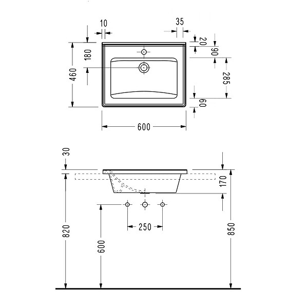 STANO - Meuble salle de bain design simple vasque MESSINA largeur 60 cm noyer - large