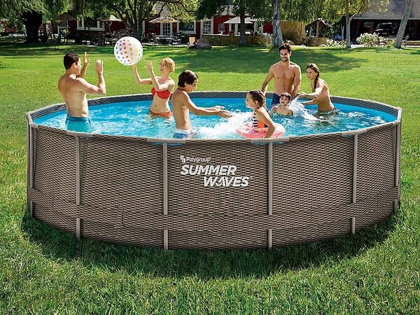 SUMMER WAVES - Piscine tubulaire Active Frame Pool ronde effet rotin 4,57 x 1,06 m - Summer Waves - large
