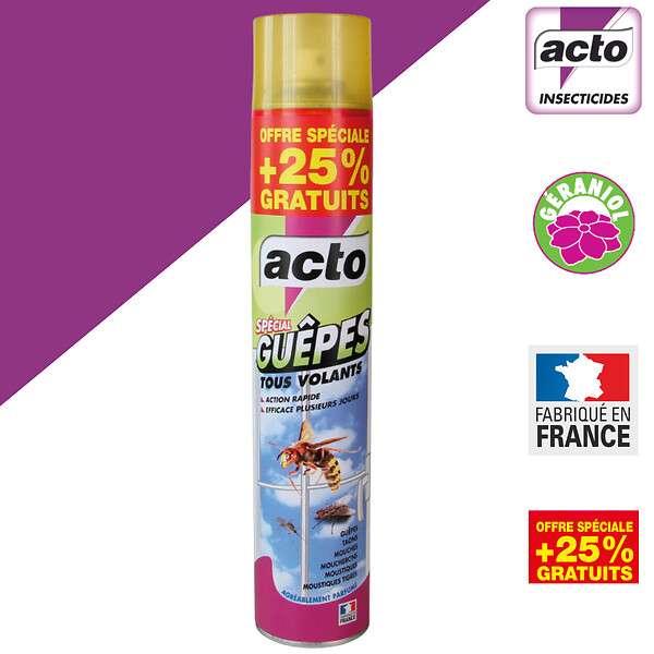 ACTO - Aérosol spécial guêpes tous volants - 500ml - Répulsif - large