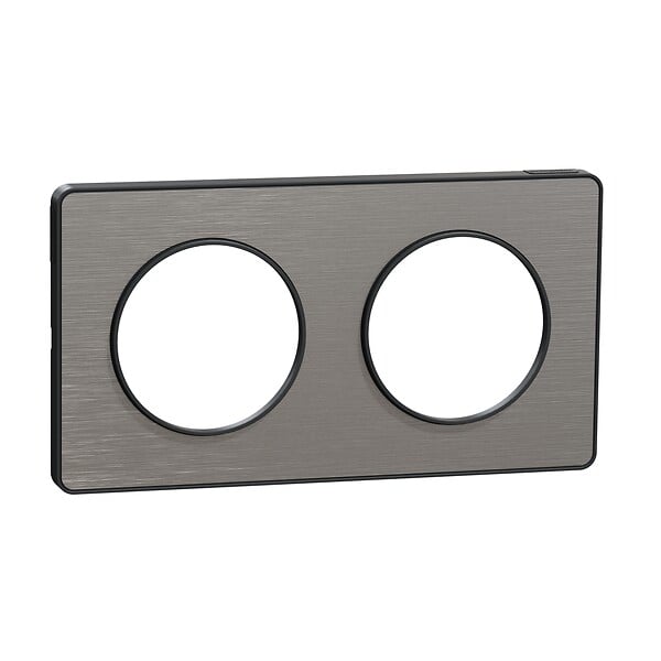 SCHNEIDER ELECTRIC - Odace Touch plaque aluminium brossé - liseré anth 2 post. Horiz/Vert - large