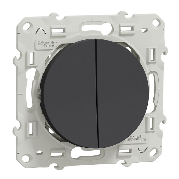 SCHNEIDER ELECTRIC - Odace - va-et-vient + poussoir anthracite - 10A - large