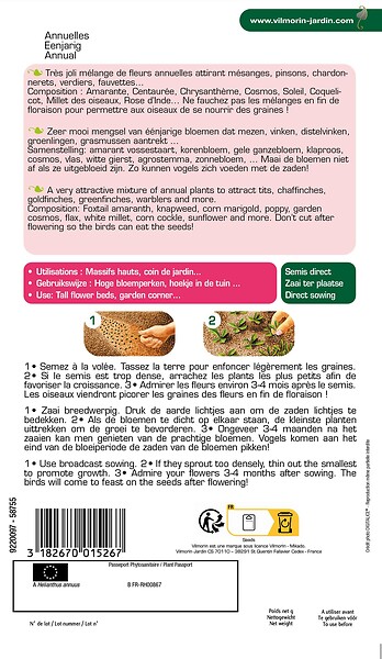 VILMORIN - Mélange de fleurs Attire les Oiseaux - 10m² - Multicolore - large