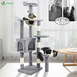 VOUNOT - Arbre à Chat 138cm avec Griffoir Plateforme Niche et Capsule Spatiale gris - vignette