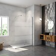AICA SANITAIRE - AICA paroi de douche à l'italienne 110x190cm en 6mm verre avec bandes horizontales sérigraphiées, livré avec barre de fixation extensible 70-120cm en cylindrique - vignette