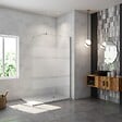 AICA SANITAIRE - AICA paroi de douche à l'italienne 100x190cm en 6mm verre avec bandes horizontales sérigraphiées, livré avec barre de fixation extensible 70-120cm en cylindrique - vignette
