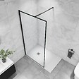 AICA SANITAIRE - AICA paroi de douche noire 90x200cm paroi de douche à l'italienne en 8mm verre anticalcaire avec barre de stabilisation 90cm - vignette