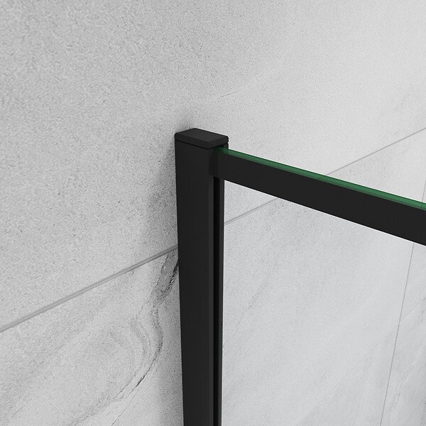 AICA SANITAIRE - AICA paroi de douche noire 90x200cm paroi de douche à l'italienne en 8mm verre anticalcaire avec barre de stabilisation 90cm - large