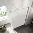 AICA SANITAIRE - AICA paroi de douche à l'italienne 90x200cm Modèle Brume, avec barre de stabilisation 90cm en carré Paroi latérale fixe en 8mm verre de sécurité - vignette