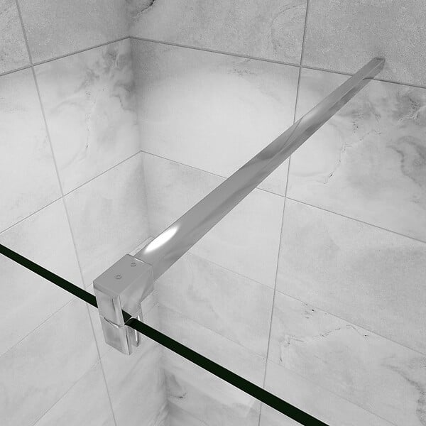 AICA SANITAIRE - AICA paroi de douche à l'italienne 100x190cm en 6mm verre avec bandes horizontales sérigraphiées, livré avec barre de fixation 90cm en carré - large