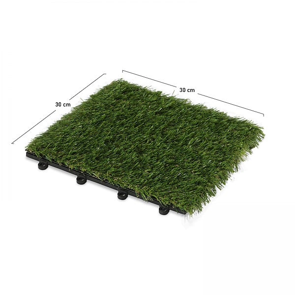 OVIALA - Lot de 8 dalles clipsables en gazon artificiel - Arena - large