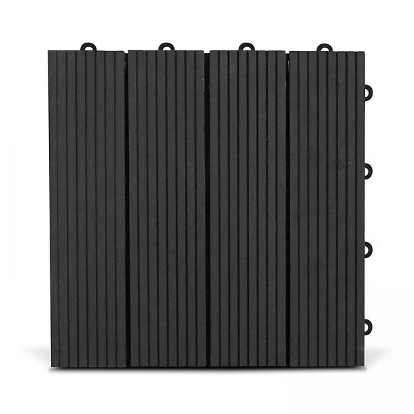 OVIALA - Lot de 16 dalles clipsables en bois composite gris - Batam - large