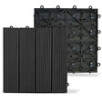OVIALA - Lot de 8 dalles clipsables en bois synthétique gris foncé - Batam - vignette