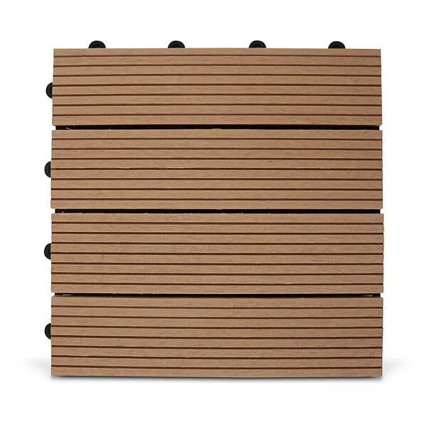 OVIALA - Lot de 8 dalles clipsables en bois synthétique marron clair - Padang - large