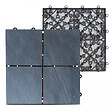 OVIALA - Lot de 8 dalles clipsables en pierre noire - Kobe - vignette