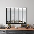 AICA SANITAIRE - AICA Verrière Atelier en aluminium noir mat L.153xH.108cm 5 verres transparents inclus, Verrière fixe kit de verrière et vitrage - vignette