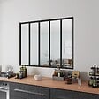 AICA SANITAIRE - AICA Verrière Atelier en aluminium noir mat L.153xH.108cm 5 verres transparents inclus, Verrière fixe kit de verrière et vitrage - vignette