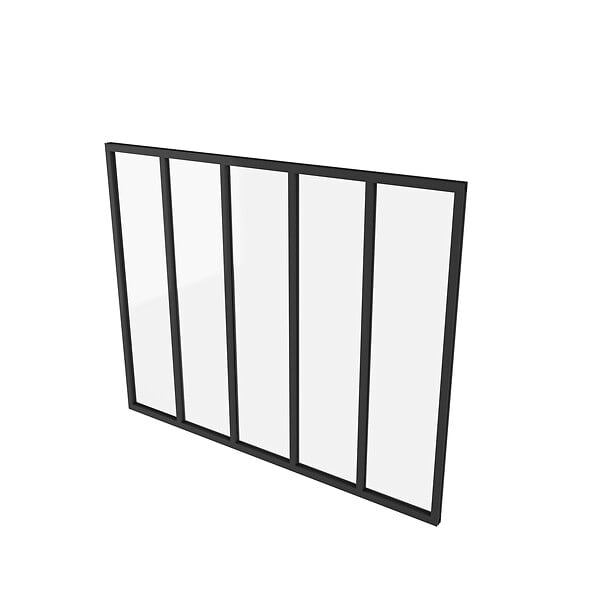 AICA SANITAIRE - AICA Verrière Atelier en aluminium noir mat L.153xH.108cm 5 verres transparents inclus, Verrière fixe kit de verrière et vitrage - large