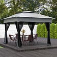 OUTSUNNY - Tonnelle barnum de jardin pop-up pliant 3,25L x 3,25l x 2,7H m acier polyester moustiquaires + sac de transport gris - vignette
